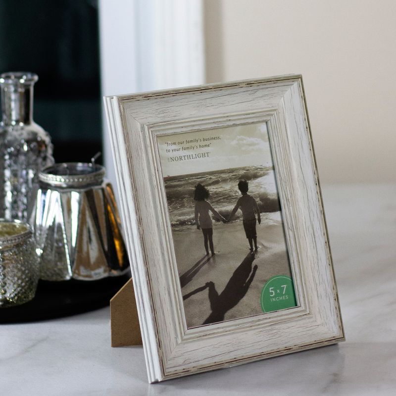 Northlight 5" x 7" Weathered Finish Photo Picture Frame - White, 2 of 6
