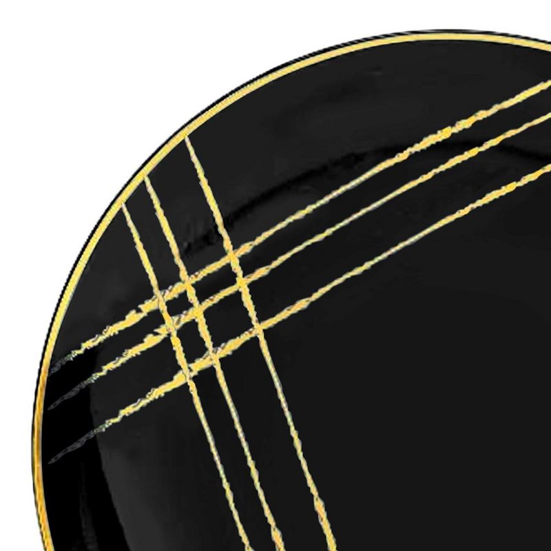 Smarty Had A Party 10.25" Black with Gold Brushstroke Round Disposable Plastic Dinner Plates (120 Plates), 2 of 3