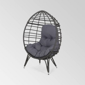 Santino Wicker Teardrop Chair Gray/Dark Gray - Christopher Knight Home - 1 of 4