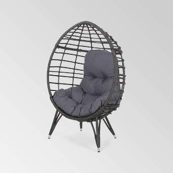 Santino Wicker Teardrop Chair Gray/Dark Gray - Christopher Knight Home