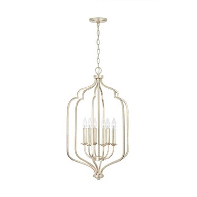 Elegant Ophelia 6-Light Winter Gold Chandelier with Distressed Finish