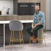 Costway Set of 4 Bar Stools 29'' Velvet Upholstered Bar Height Chairs with Padded Seats - 4 of 4