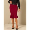 Allegra K Women's Fishtail High Waisted Peplum Midi Bodycon Skirt with Belt - 3 of 4