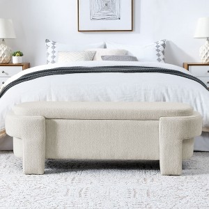 NicBex Linen Fabric Upholstered Ottoman Foot Rest, Pouf Ottoman with Large Storage Space for the Living Room, Entryway and Bedroom - 1 of 4