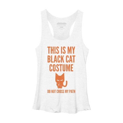 Women's Design By Humans Halloween Introvert Black Cat Costume By Commykaze Racerback Tank Top