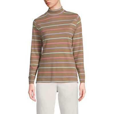 Lands' End Women's Relaxed Cotton Long Sleeve Mock Turtleneck