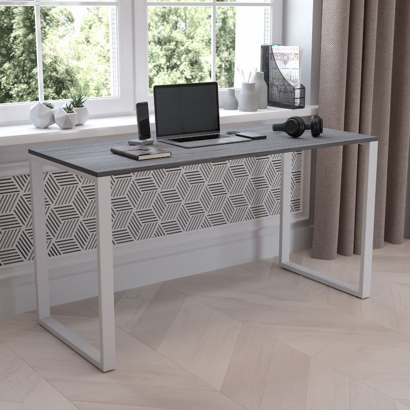 Flash Furniture Modern Commercial Grade Desk Industrial Style Computer Desk Sturdy Home Office Desk - 55" Length, 3 of 15