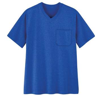 Collections Etc Men's Patch Pocket V-Neck Short Sleeve T-Shirt