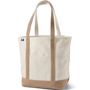 Lands' End Open Top Long Handle Canvas Tote Bag - 1 of 4