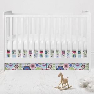 Bacati - Botanical Pink Floral Crib or Toddler Bed Skirt - 1 of 4