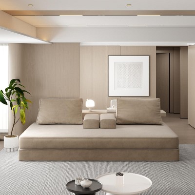 86.6" Modern Convertible Sofa Bed with Removable Backrests and Pillows, Features DIY Chaise Lounge and Sleeper Setup for Living Room -3irtyhousy