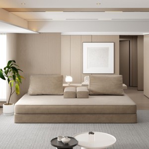 86.6" Modern Convertible Sofa Bed with Removable Backrests and Pillows, Features DIY Chaise Lounge and Sleeper Setup for Living Room -3irtyhousy - 1 of 4
