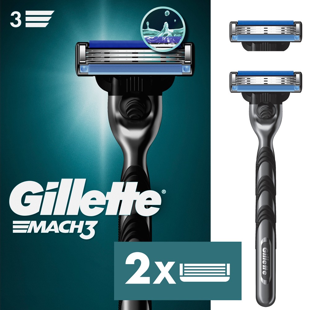 Gillette Mach3 Men's Razor with 2 Razor Blade Refills