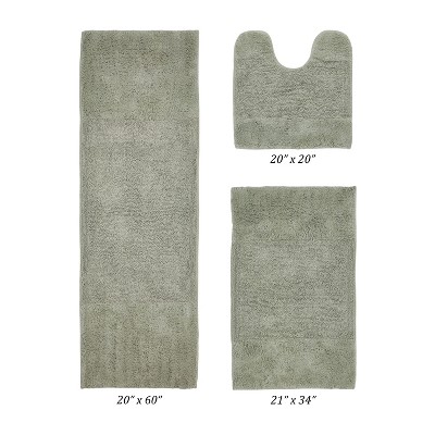 Granada 3 Piece Bath Rug Set 100% Premium Cotton Tufted Non-Slip Backing Bathmats for Bathroom, Super Soft Absorbent, Machine Washable