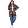 Agnes Orinda Women's Plus Size Open Front Long Sleeve Contrast Color Stripe Sweater Cardigans - 3 of 4