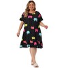 Agnes Orinda Women's Plus Size Cat Print Ruffle Hem Short Sleeve Lovely Nightgowns - 3 of 4