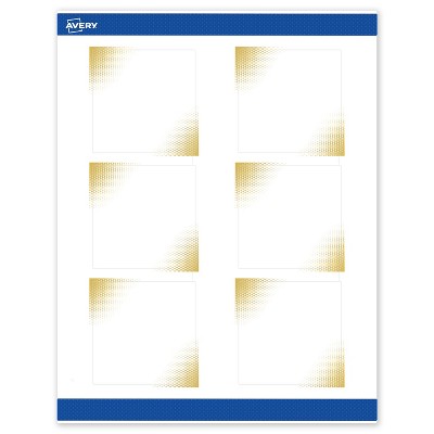 Avery Square Labels, Gold Blush Pattern, 3" x 3", 60 Total