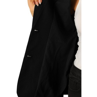 Женские куртки INSPIRE CHIC Women's Cotton Linen Button Office Business Short Sleeve Blazer Jacket Medium Black — фото 4