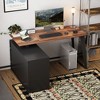 FUFU&GAGA Wooden Office Desk Computer Desk with Storage - Industrial Style Workstation with Drawers and Cabinets - 2 of 4