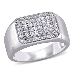 EVERLY JEWELRY | Sterling Silver Mens White Sapphire Square Ring - 1 of 4