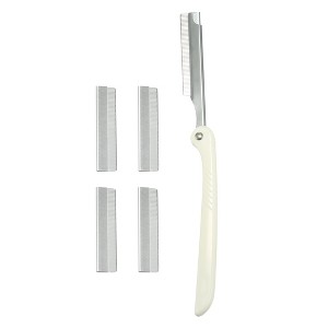 Unique Bargains Eyebrow Razor Stainless Steel Eyebrow Trimmer Dermaplaning Tool White 12 Pieces - 1 of 3