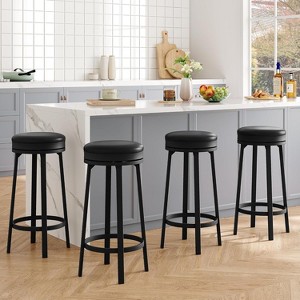 360° Swivel Bar Stool Set of 4,Counter Height Bar Stool with Metal Footrests, Mid Century Modern Barstool for Kitchen, Dinig Rooms, Apartments - 1 of 4