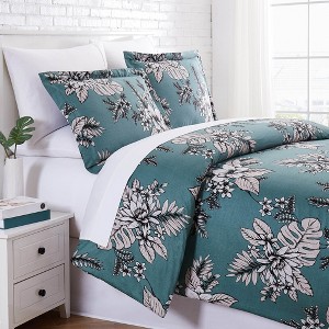 Southshore Fine Living Flora 300 TC 100% Long Staple Cotton Sateen Duvet Cover Set with Shams - 1 of 4