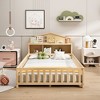 CAVINAS Full Size Kids Montessori Bed with Bookcases and Blackboards,Floor Bed with Headboards and Fences,Toddler Bed for Bedroom,White/Gray/Brown - 2 of 4