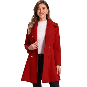 INSPIRE CHIC Women's Winter Long Lapel Collar Double Breast Coats - 1 of 4