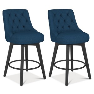 Vipbear Swivel Bar Stools with Backs, 26" Counter Height Bar Stools Set of 2,Upholstered Counter Barstools with Solid Wood Legs - 1 of 4