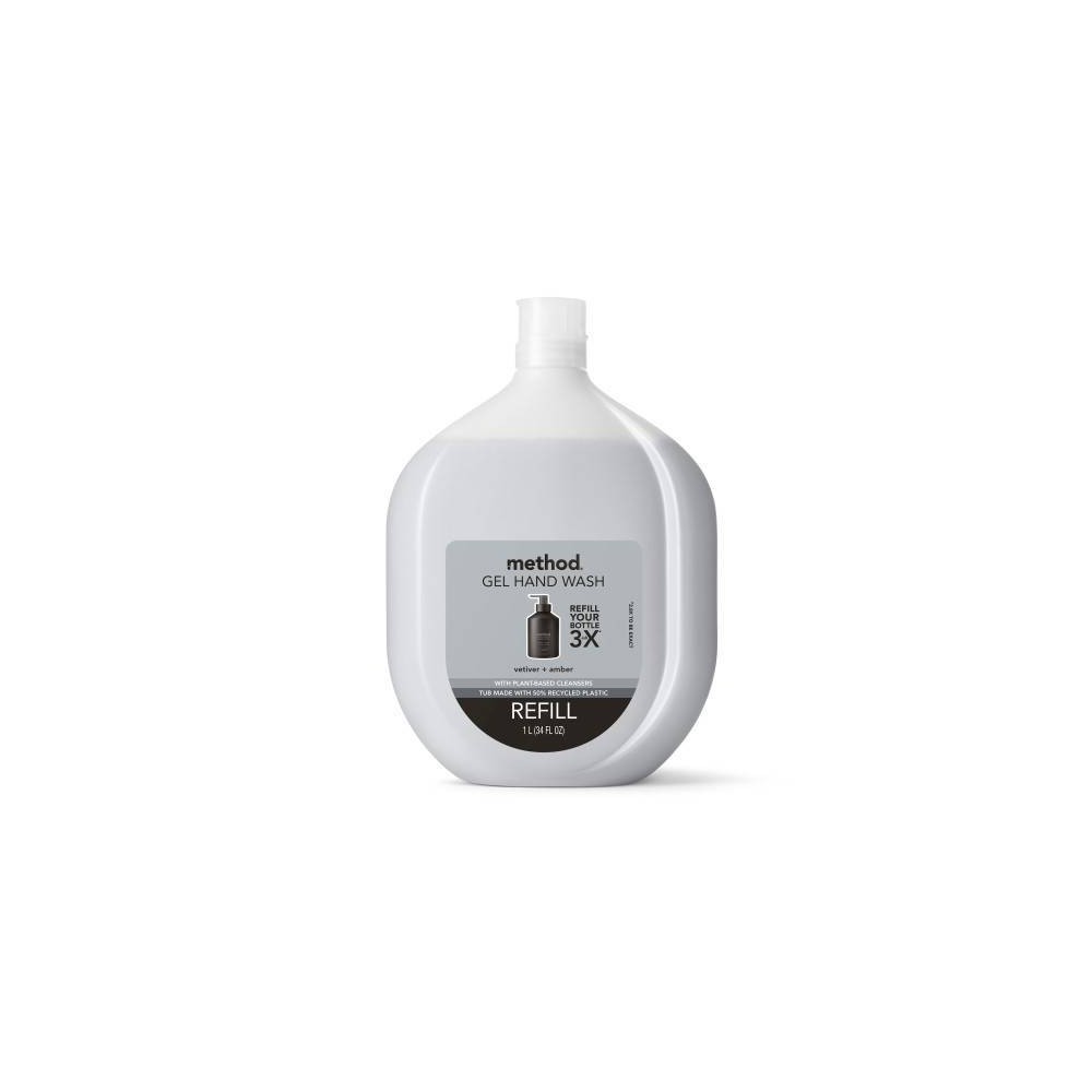 Photos - Soap / Hand Sanitiser Method Vetiver + Amber Gel Hand Soap Refill - 34 fl oz 