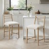 Set of 2 Farmhouse Counter Stools with Ladder Back and Upholstered Seat, Rubberwood Bar Chairs for Kitchen Island or Dining Room-Koiai - 2 of 4