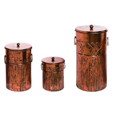 Transpac 17.5 in Multicolor Harvest Buckets Set of 3 Decorative Metal Baskets for Fall and Harvest Decor