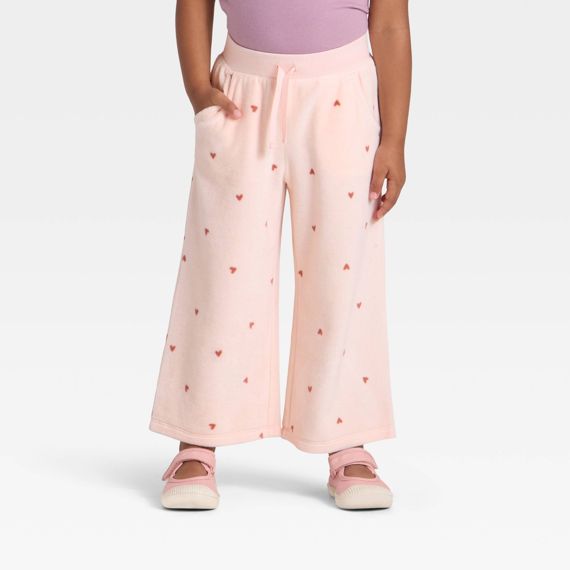 Toddler Girls' Velour Wide Leg Pants - Cat & Jack™ Peach Orange 4T