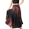 Women's Boho Maxi Skirt - Floral Print Long Flowy Skirt Black Flowers - 3 of 4