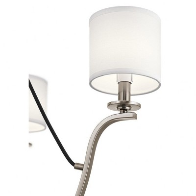 Classic Pewter 6-Light Chandelier with White Drum Shades