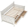 TIRAMISUBEST Twin Size Wooden Daybed with 2 Storage Drawers, Rustic Style Daybed Frame Sofa Bed with Slats Support - 4 of 4