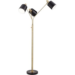 Pacific Coast Lighting Studio Mid Century Modern 71" Tall Standing Floor Lamp Large Arc 3-Light Metal Brass Finish Living Room Bedroom Black Shade - 1 of 4