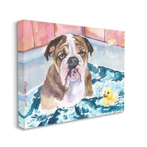 Stupell Industries English Bulldog In Bathtub Rubber Duck Bubbles Gallery Wrapped Canvas Wall Art, 30 x 40 - 1 of 4