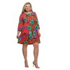 24seven Comfort Apparel Orange Floral Print Three Quarter Sleeve A Line Knee Length Dress - 2 of 3