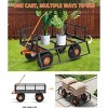 Heavy-Duty 2-in-1 Garden Wagon Utility Steel Cart with All-Terrain Tires and Removable Mesh Side Panels - 2 of 4