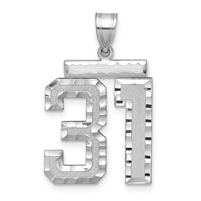 Black Bow Jewelry 14k White Gold, Varsity Collection, Large D/C Pendant, Number 31