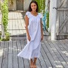 ADR Women's Cotton Nightgown, Short Sleeve Lace Trimmed Button Up Long Vintage Night Dress Gown - 3 of 4