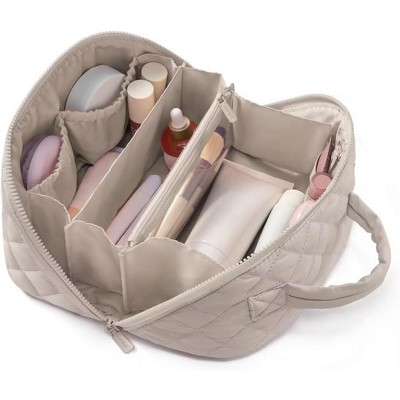 LOVEVOOK Travel Makeup Bag for Women 2Pcs Set, Puffer Waterproof Cosmetic Organizer