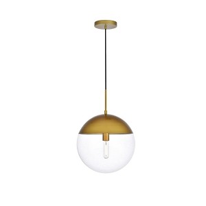Elegant Lighting Eclipse 1 Light Brass Pendant With Clear Glass - 1 of 4