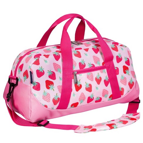 Wildkin Kids Overnighter Duffel Bags Perfect for Sleepovers and Travel Carry On Size Strawberry Patch