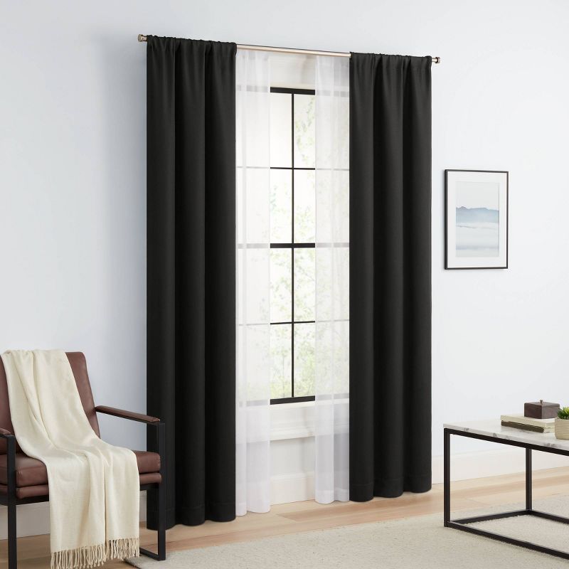4pk 27"x84" Eclipse Blackout Walter Twill and Voile Curtain Panels, 2 of 8