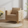 Akoasm Modern Upholstered Velvet Accent Sofa Armchair With Metal Legs For Hotel Living Room & Bedroom-khaki - 3 of 4