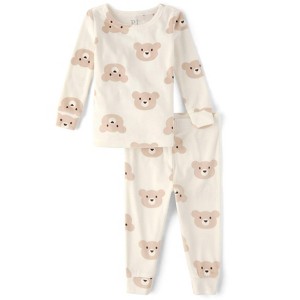 The Children's Place Baby Girls Long Sleeve Bear Velour Pajamas - 1 of 4