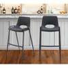 HomeRoots Set of Two 30" Black Faux Leather And Steel Low Back Bar Height Bar Chairs - 2 of 4